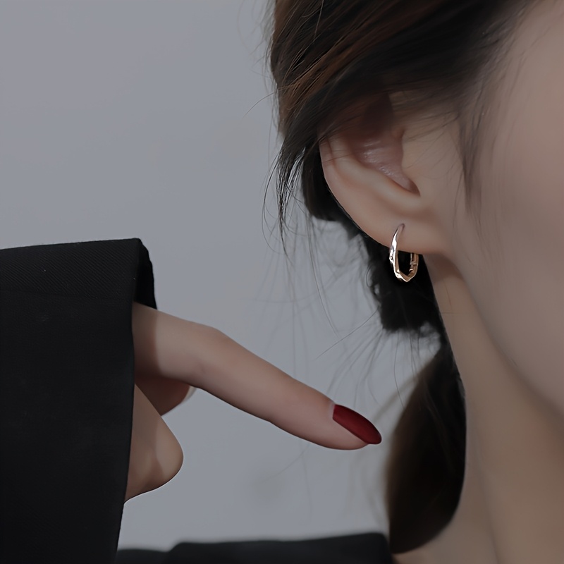 Sterling Silver Square Hoop Earrings & Rose Golden Earrings